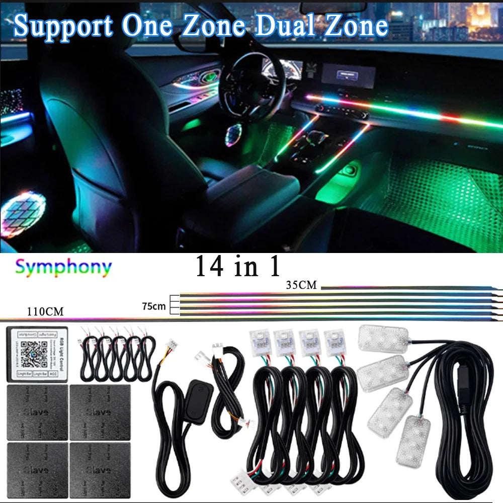 RGB LED Car Ambient Light Kit - APP Control Streamer Atmosphere Lamp