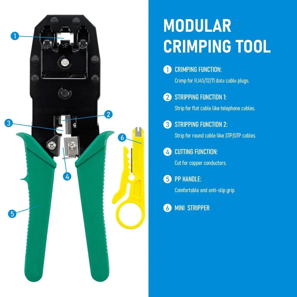 RJ45 RJ11 Network Cable Crimper LAN Tester 12-in-1 Kit