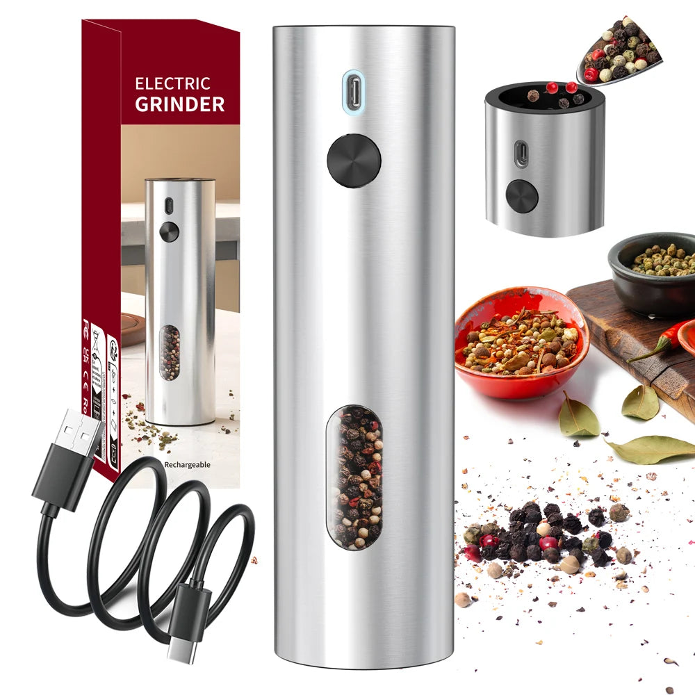 Vabena USB Rechargeable Automatic Spice Grinder with LED Light
