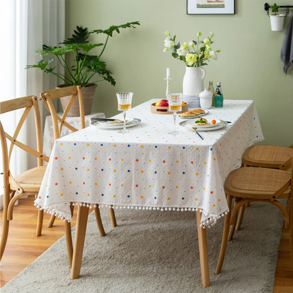 Korean Small Daisy Cotton Floral Tablecloth | Dining & Tea Table Cover