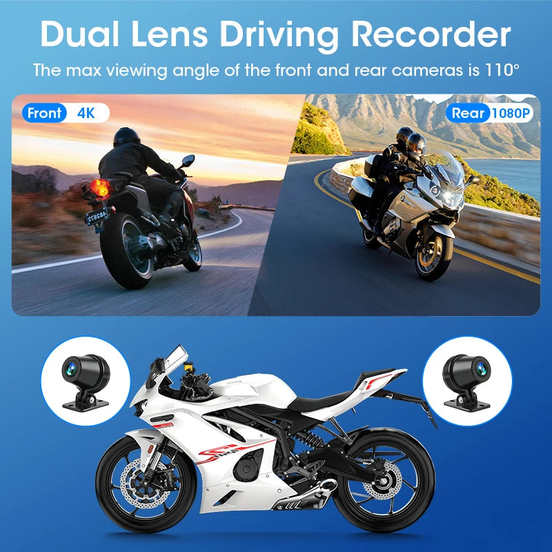 Jansite 8.1" 4K Motorcycle DVR Monitor with CarPlay & GPS