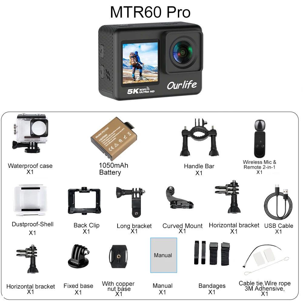 Ourlife 4K Action Camera - Waterproof, WiFi, Touch LCD | Capture Your Adventures