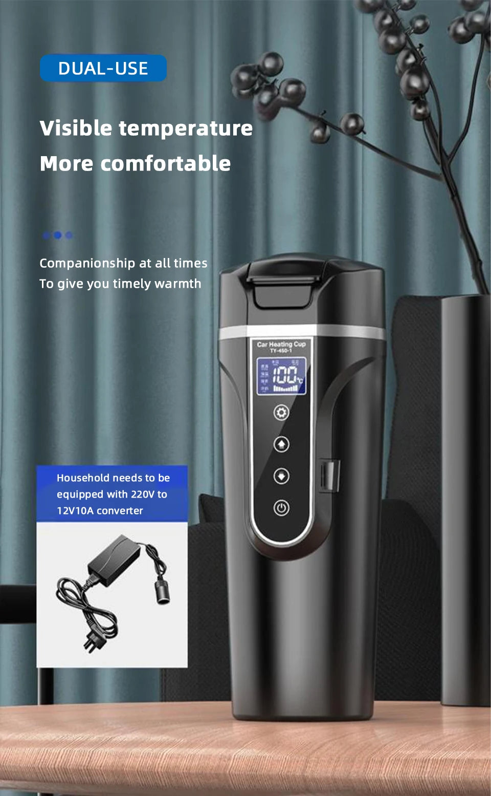 Portable Smart Car Kettle & Heating Mug - 12V/24V Touch Screen Thermal Cup