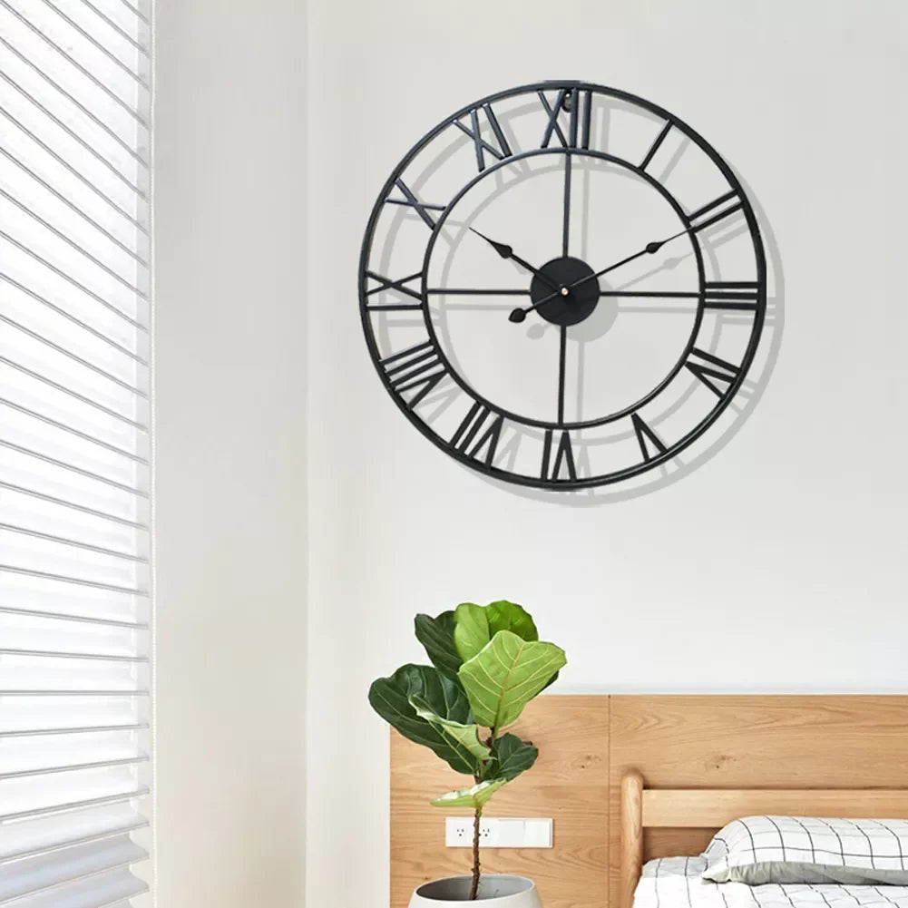 Large 60CM Nordic Retro Metal 3D Silent Wall Clock | Home Decor