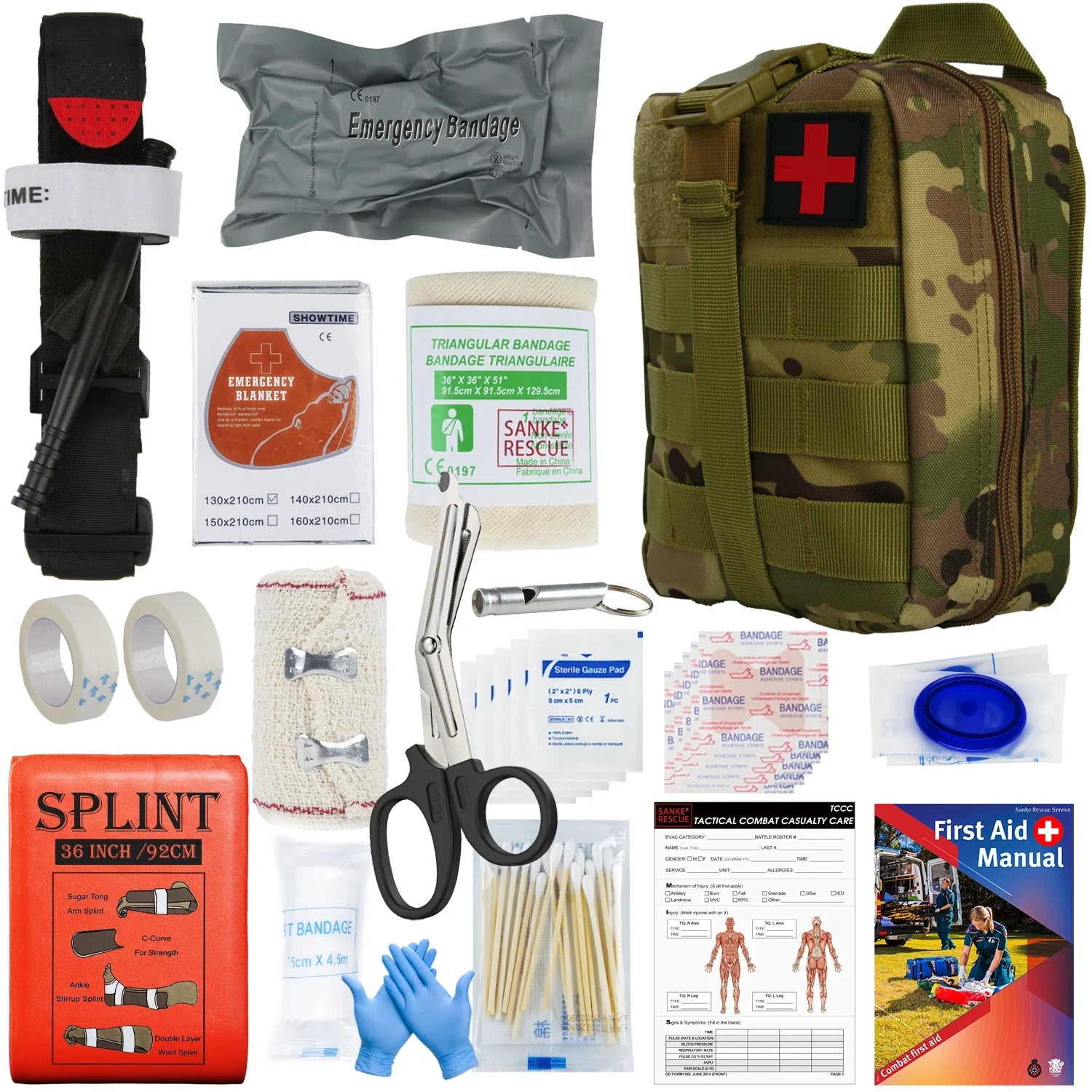 Tactical IFAK First Aid Survival Kit - 18 EMT Emergency Items MOLLE Pouch