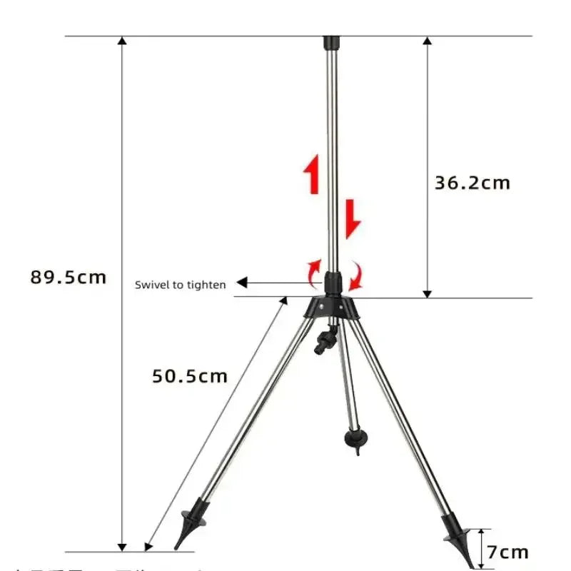 360-Degree Automatic Garden Sprinkler with Stainless Steel Tripod Set