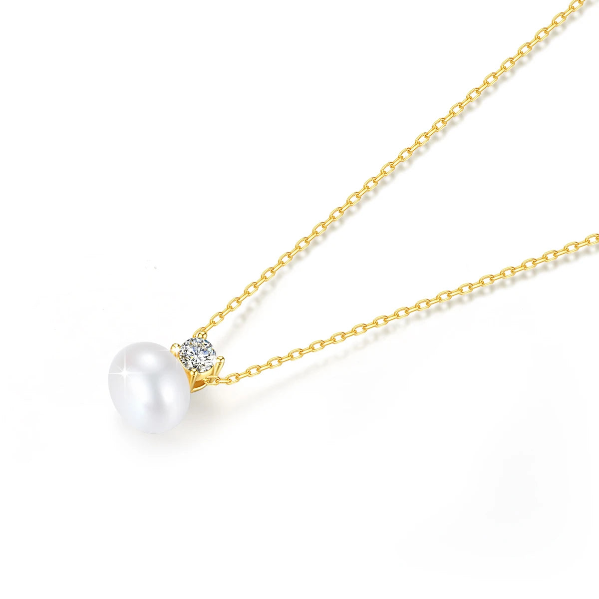 Luxury 18K Gold Pearl & Moissanite Necklace | Vabena Fine Jewelry