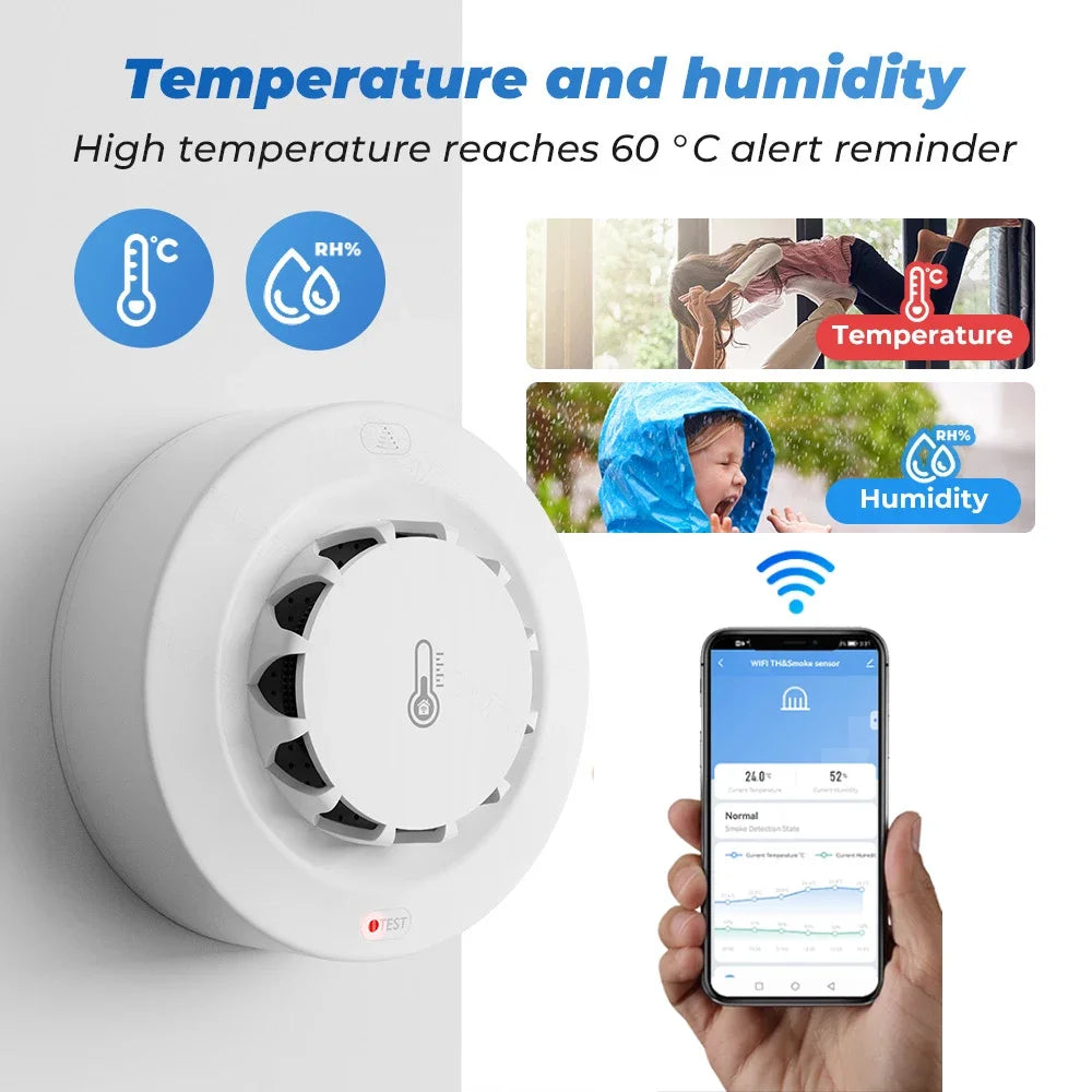 Tuya Smart WiFi & Bluetooth Smoke Detector with Temp & Humidity