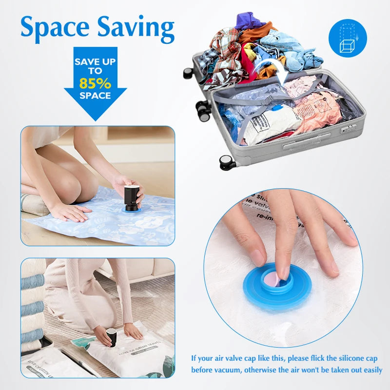Cordless Electric Vacuum Pump for Travel & Home Storage | Rechargeable Air Compressor