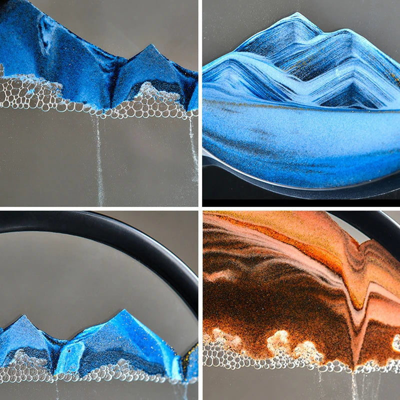 3D Moving Sand Art Deep Sea Sandscape | Round Glass Desk Decor & Gift