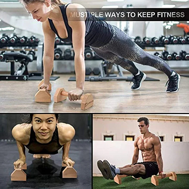 Wooden Push-Up Stands & Parallettes | Non-Slip Home Fitness Equipment