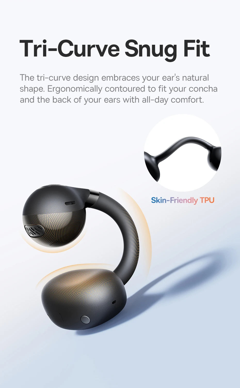 Baseus BC1 Open Ear Clip Earbuds - Wireless Bluetooth 6.0 Sports Headphones with 4-Mics & Super Bass IP55
