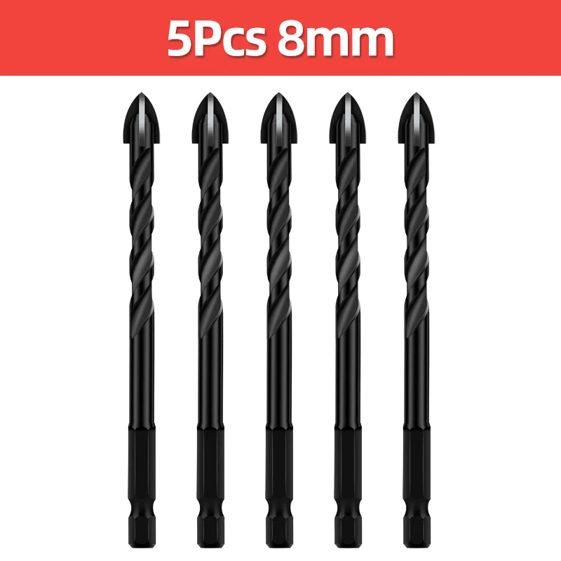 TOOLEYE Multifunction Cross Hex Drill Bit Set - Concrete, Tile, Glass, Metal