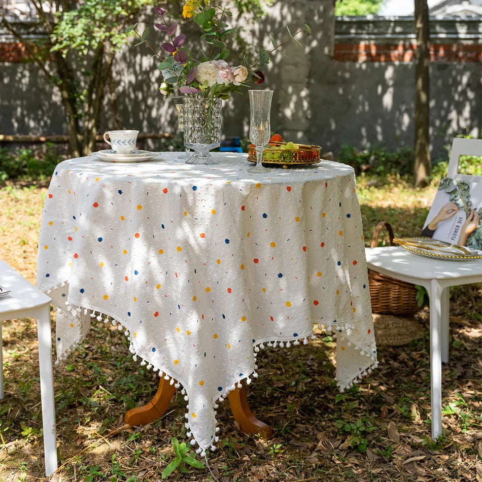 Korean Small Daisy Cotton Floral Tablecloth | Dining & Tea Table Cover