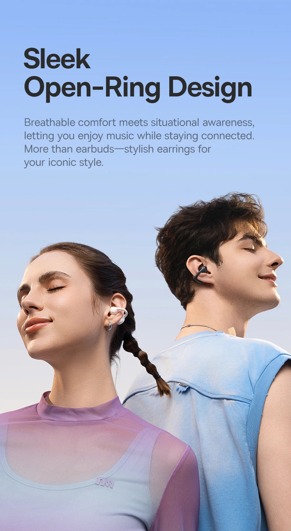 Baseus BC1 Open Ear Clip Earbuds - Wireless Bluetooth 6.0 Sports Headphones with 4-Mics & Super Bass IP55