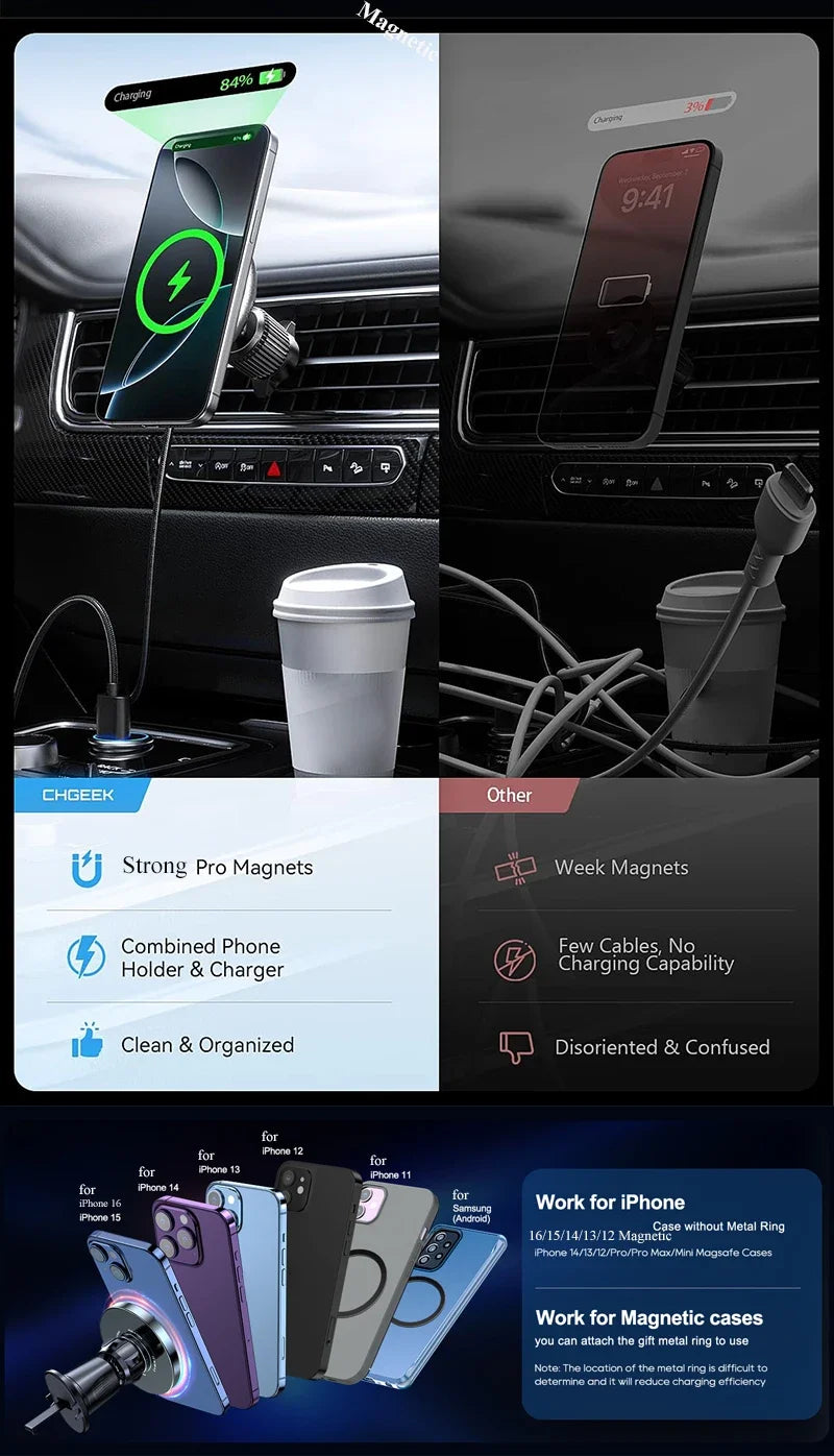 UYUXIO Strong Magnetic Wireless Car Charger Mount
