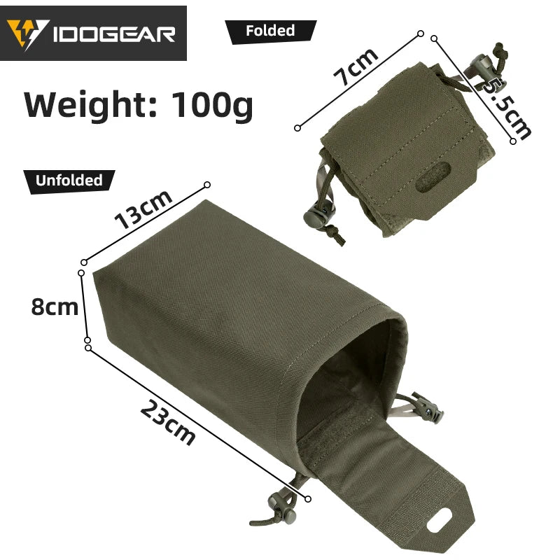 IDOGEAR Tactical MOLLE Foldable Dump Pouch - Durable Mini Drop Bag