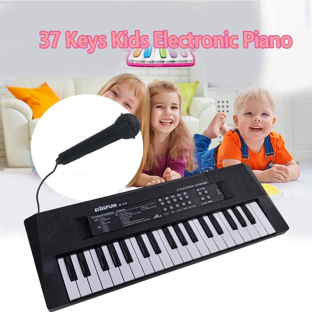 37 Keys Kids Electronic Piano Keyboard with Microphone | Educational Musical Toy