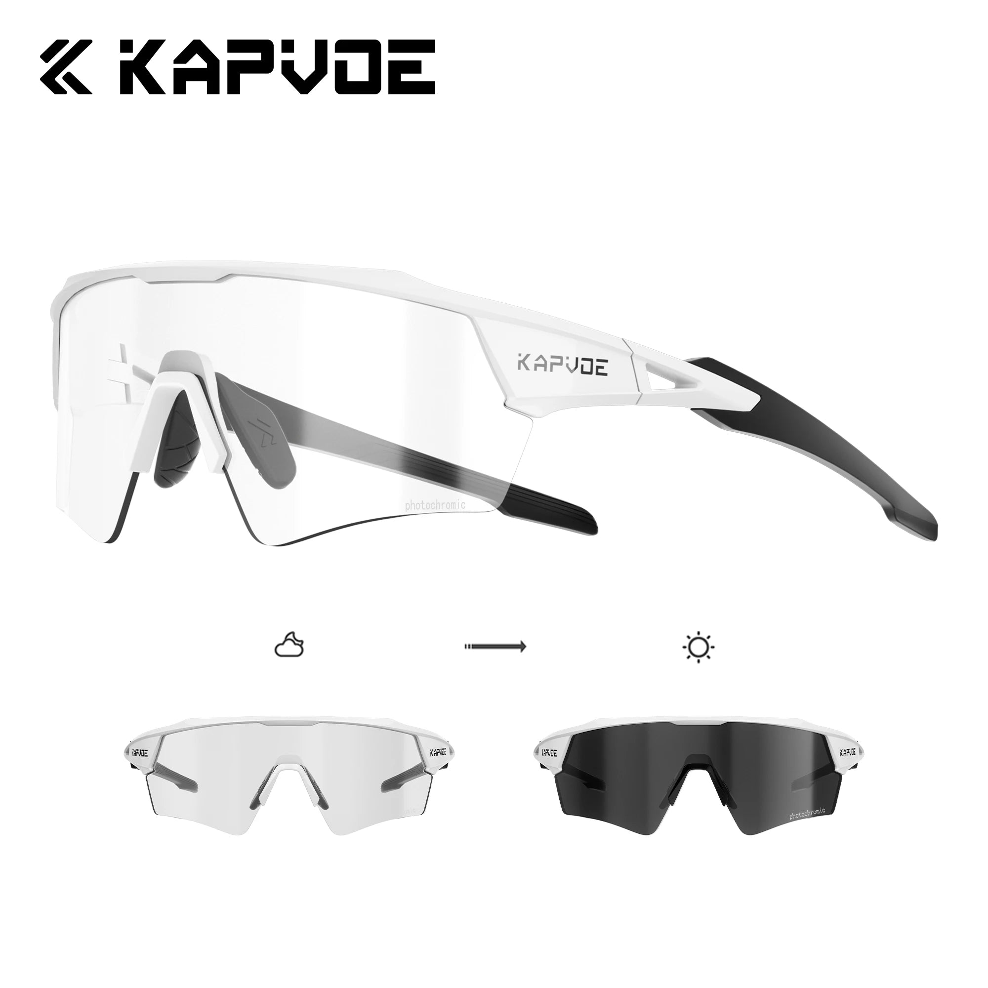 Kapvoe Photochromic Cycling Sunglasses UV400 MTB Road Bike Goggles Men Women