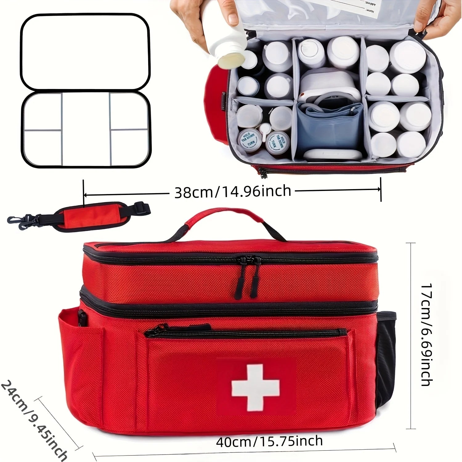 Large Capacity Travel Medicine Storage Bag - Portable Emergency Kit Organizer