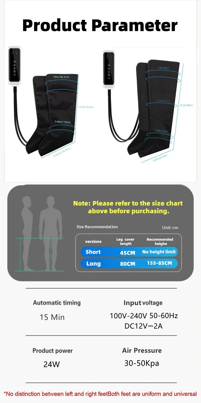 JinKairui Electric Pneumatic Leg Massager for Deep Thigh, Calf & Foot Relaxation with Remote Control
