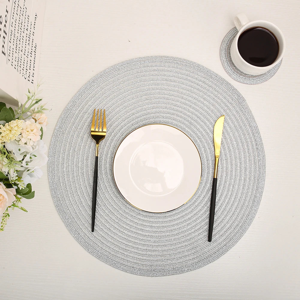 Premium Round Braided Placemats - Set of 6 | Dining Table Decor