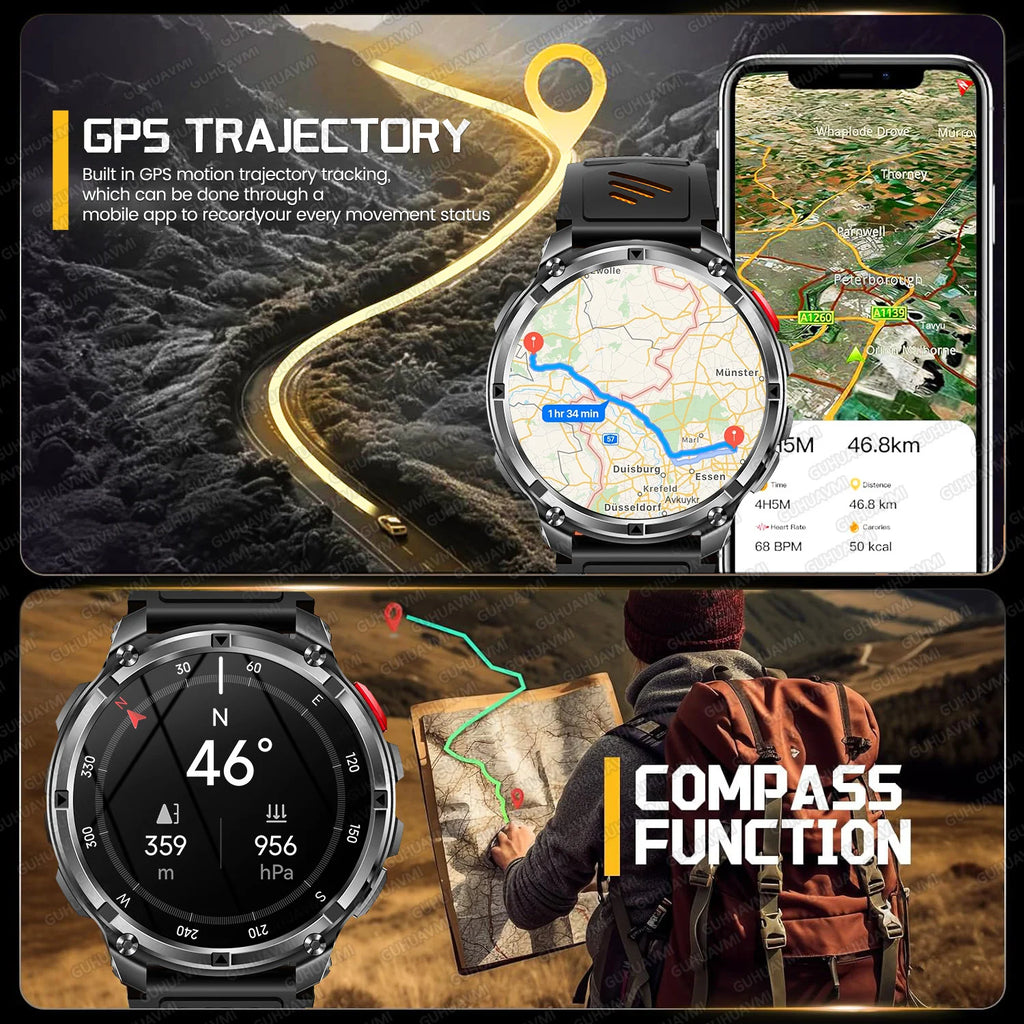 T-Rex3 Pro Smartwatch | 1100mAh Battery, GPS, 5ATM Waterproof, Military-Grade
