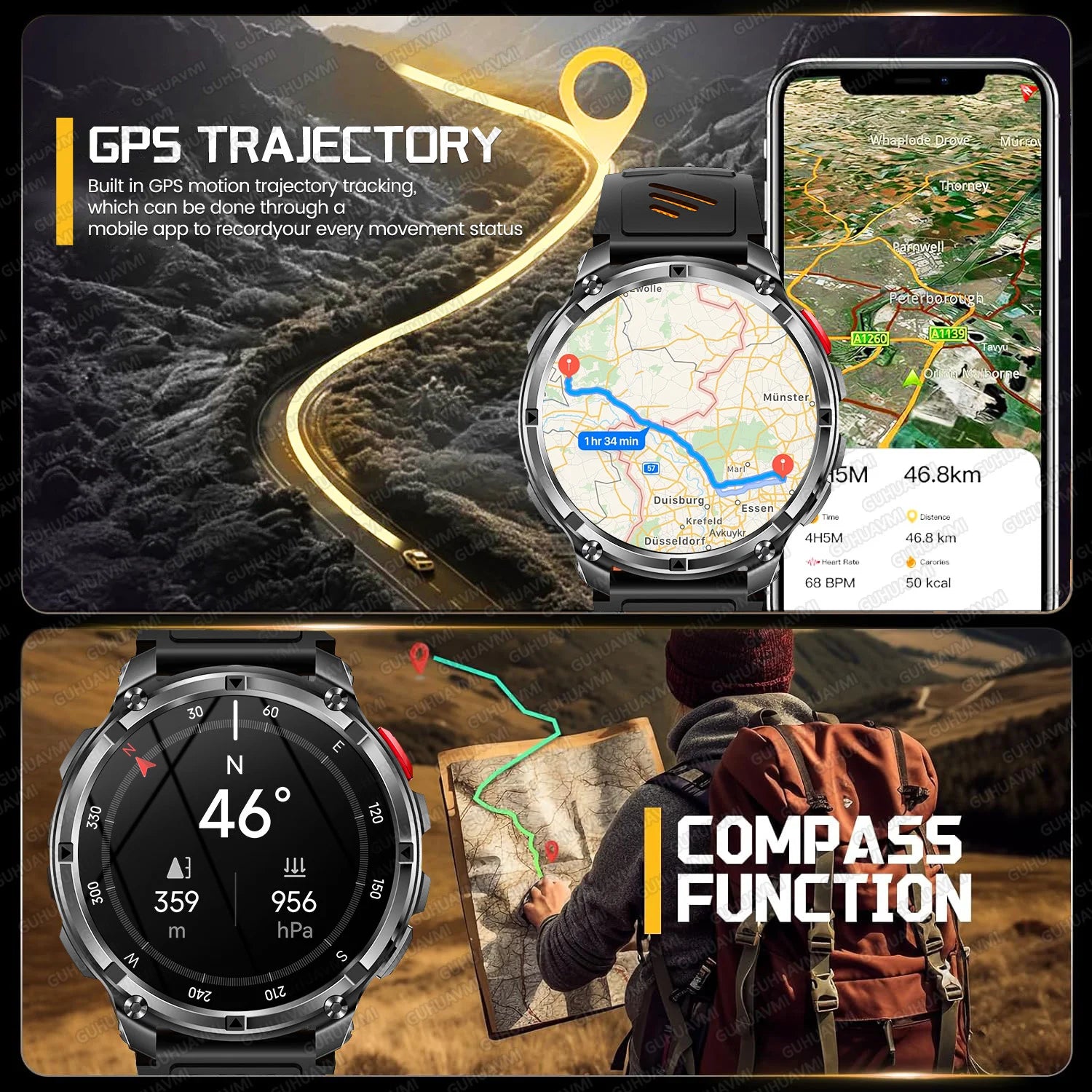T-Rex3 Pro Smartwatch | 1100mAh Battery, GPS, 5ATM Waterproof, Military-Grade