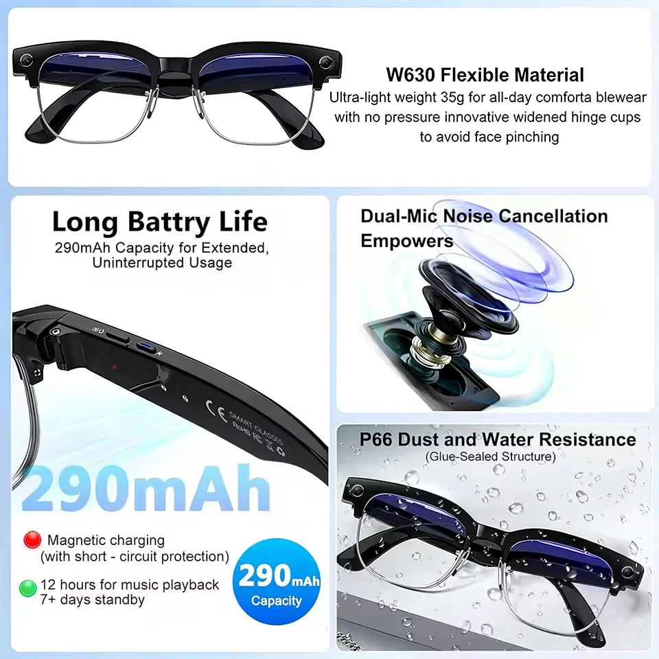 Vabena 2026 Smart Camera Glasses for Men - 800W, AI, Video & Translation