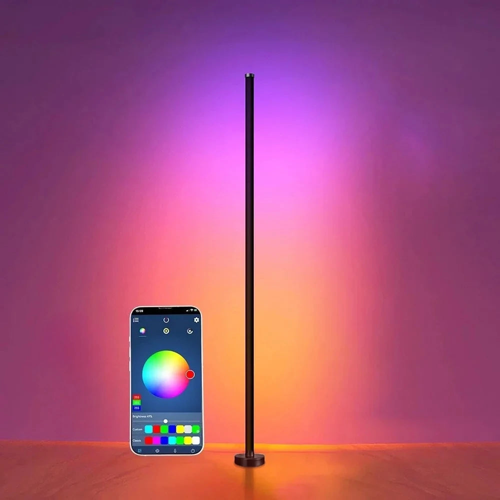 Smart RGB LED Corner Floor Lamp | App & Remote Control | Music Sync Gaming Light