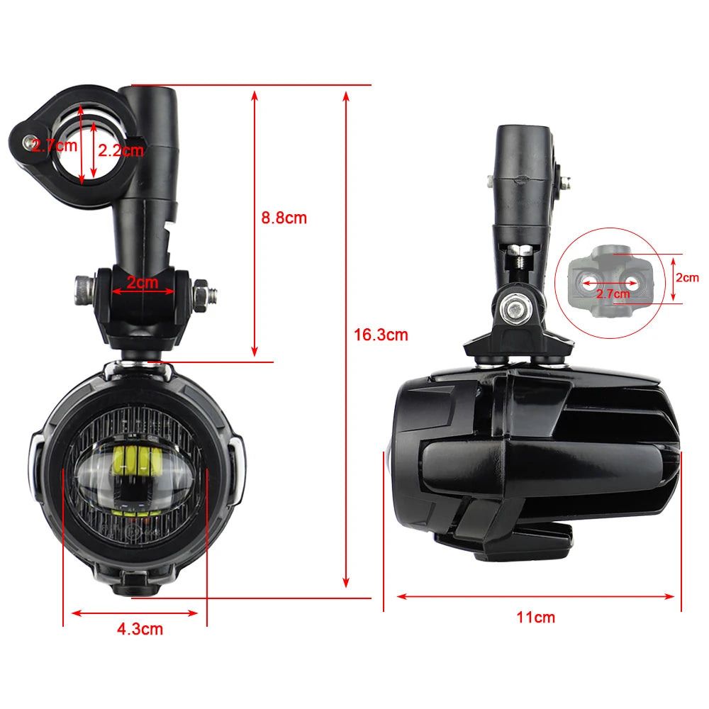 High-Performance Auxiliary LED Fog Lights for BMW R1200GS F800GS K1600 & Universal Motorcycles | 40W 6000K