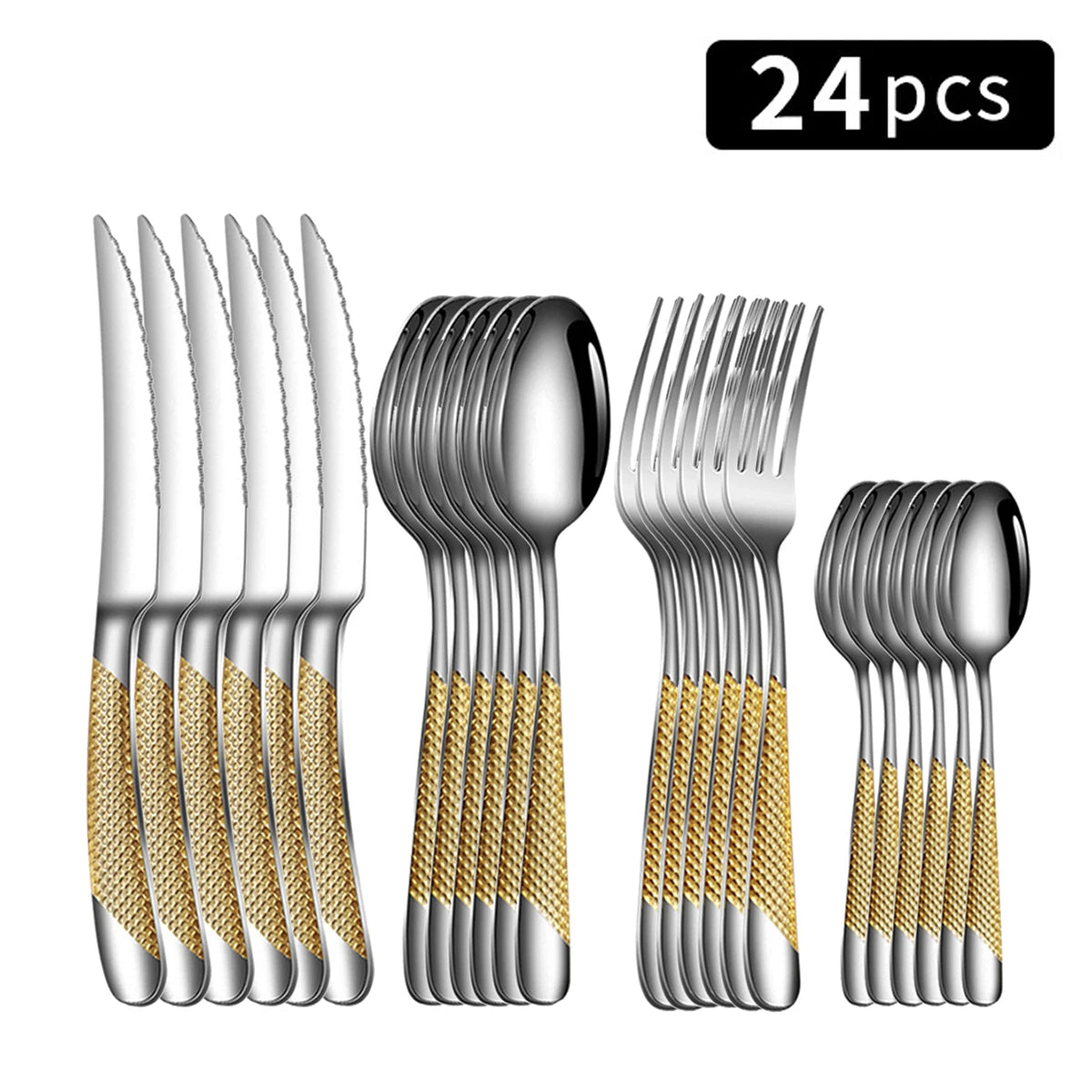 Vabena 24pc Star Stainless Steel Cutlery Set | Elegant Dining Silverware