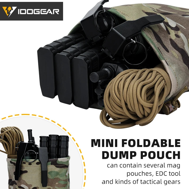 IDOGEAR Tactical MOLLE Foldable Dump Pouch - Durable Mini Drop Bag