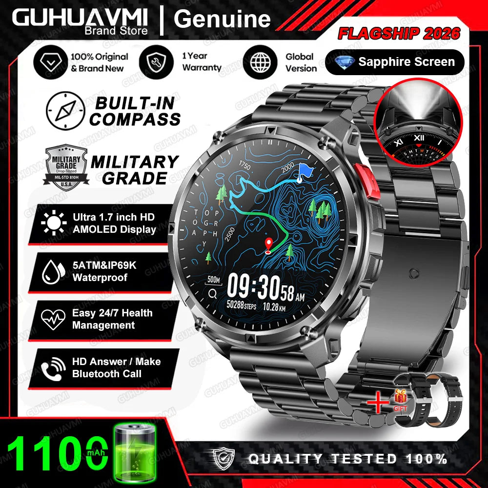 T-Rex3 Pro Smartwatch: GPS, 5ATM Waterproof, Military-Grade Sports & Outdoor Tracker
