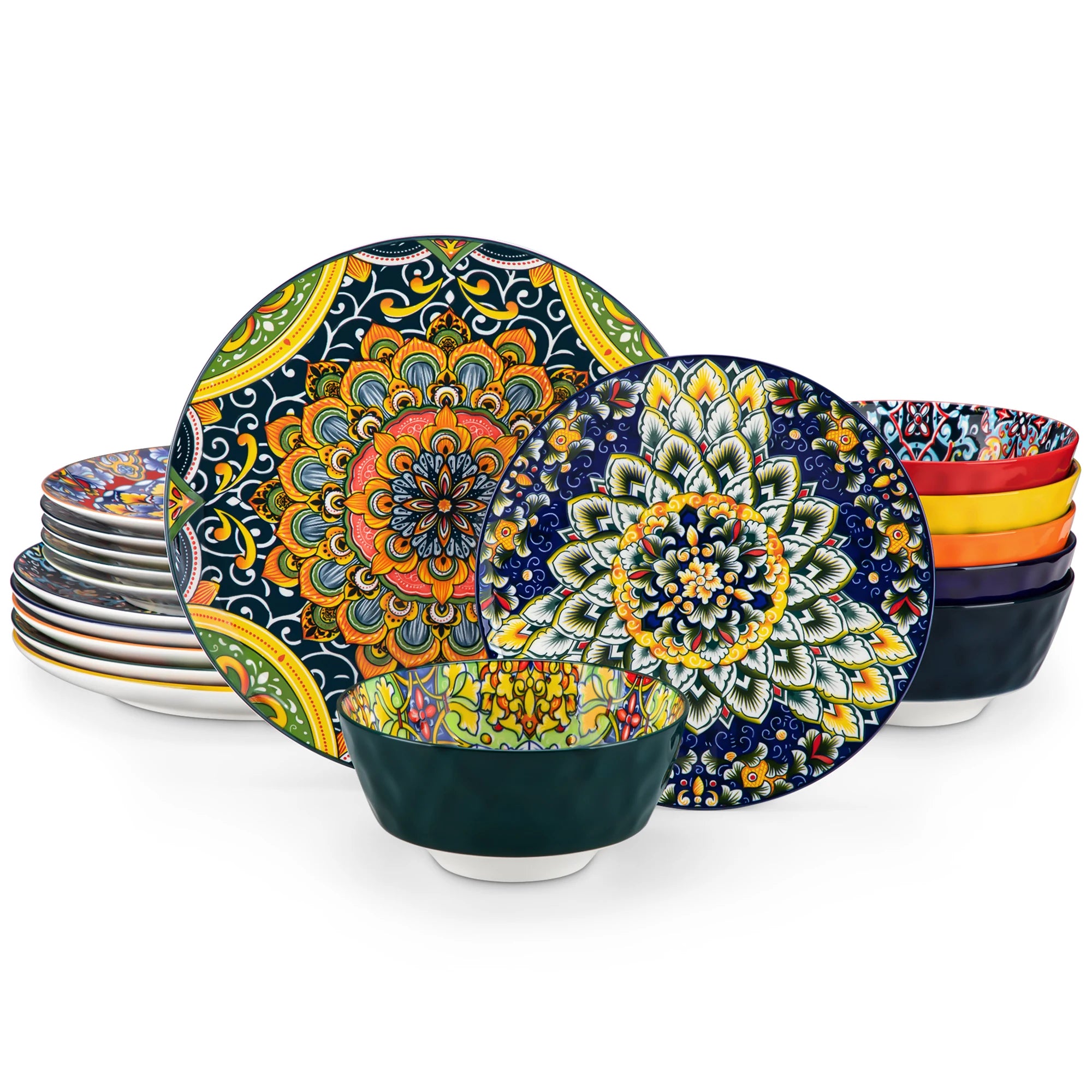 vancasso Bohemian Stoneware Dinnerware Set for 6 - Rustic Tableware