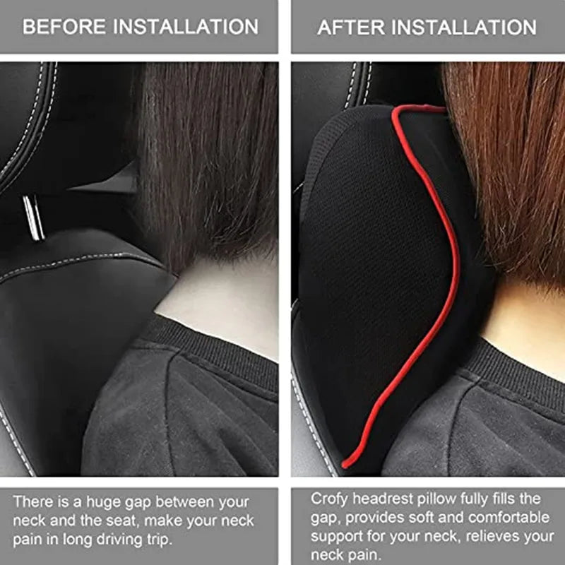 Memory Foam Car Seat Pillow Set - Neck, Lumbar & Headrest Support