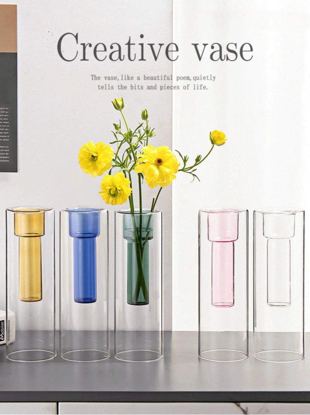 Elegant Glass Hydroponic Vase - Modern Home Decor for Plants