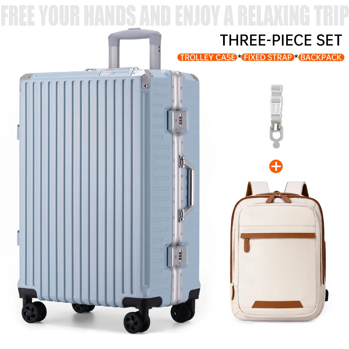 Aluminum Frame Luggage Set - USB & TSA Lock 20-28"