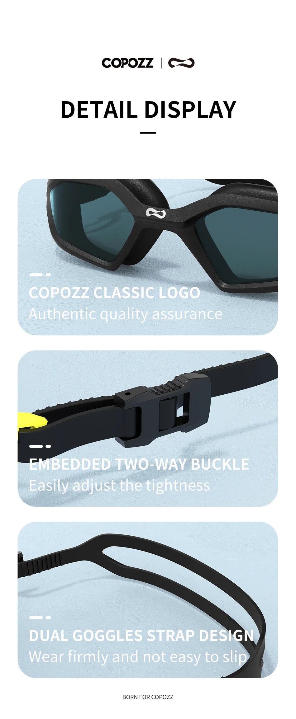 COPOZZ Professional Electroplate Swim Goggles - Anti-Fog UV Protection