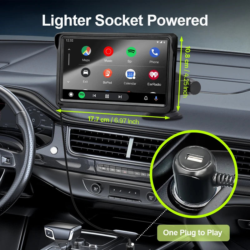 Hippcron 7inch Wireless CarPlay Android Auto Portable Car Radio