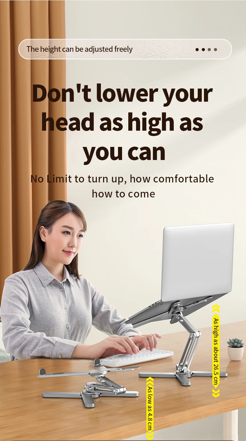 XIKCU Foldable Laptop Stand - 360° Rotating Aluminum Notebook Table