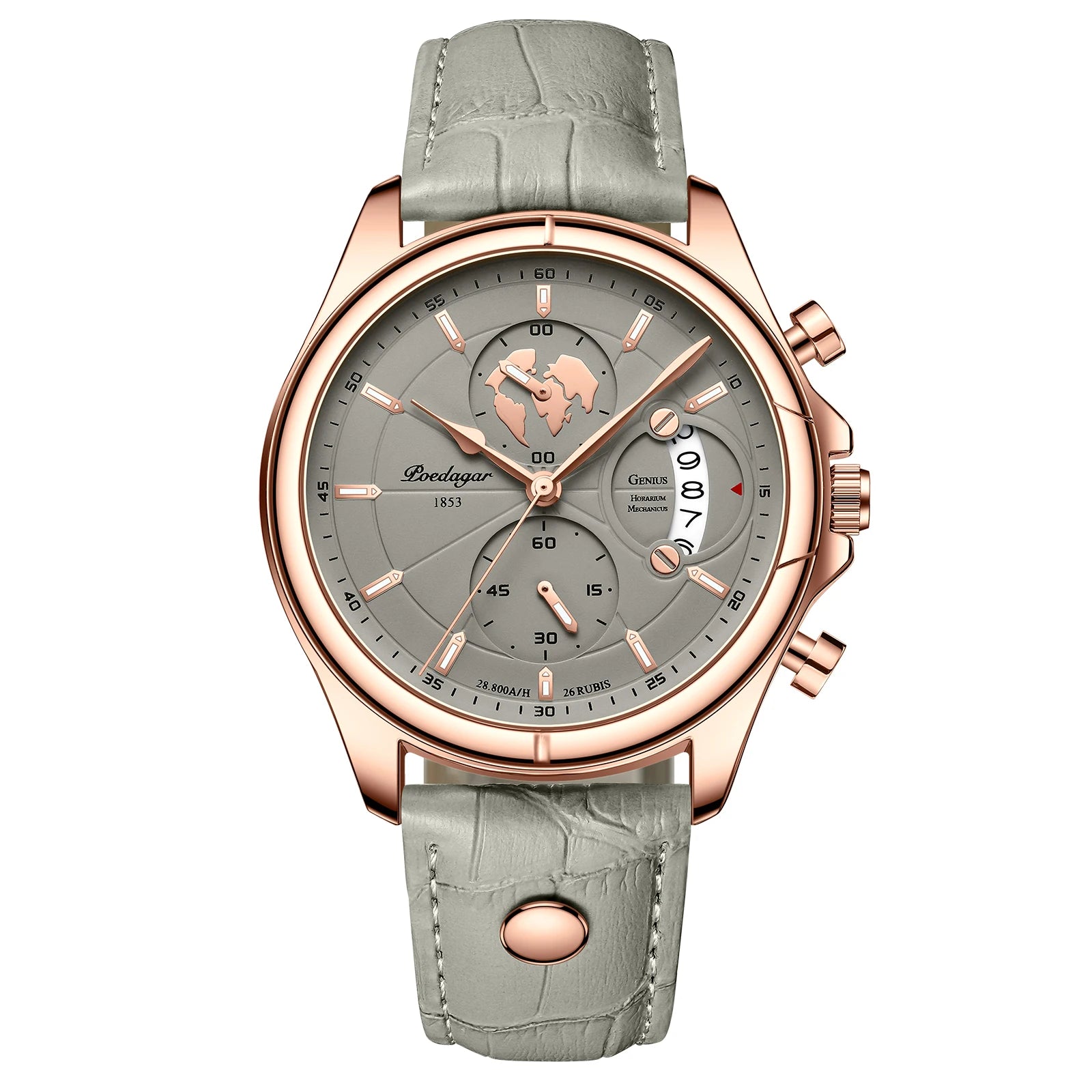 POEDAGAR Luxury Chronograph Watch for Men - Waterproof, Leather Strap, Date