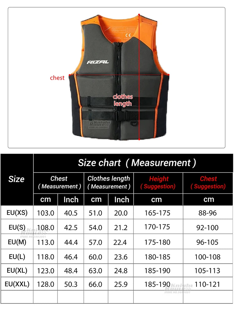 RIZAL Slim Fit Buoyancy Vest for Water Sports - Kayaking, Surfing, Paddleboarding