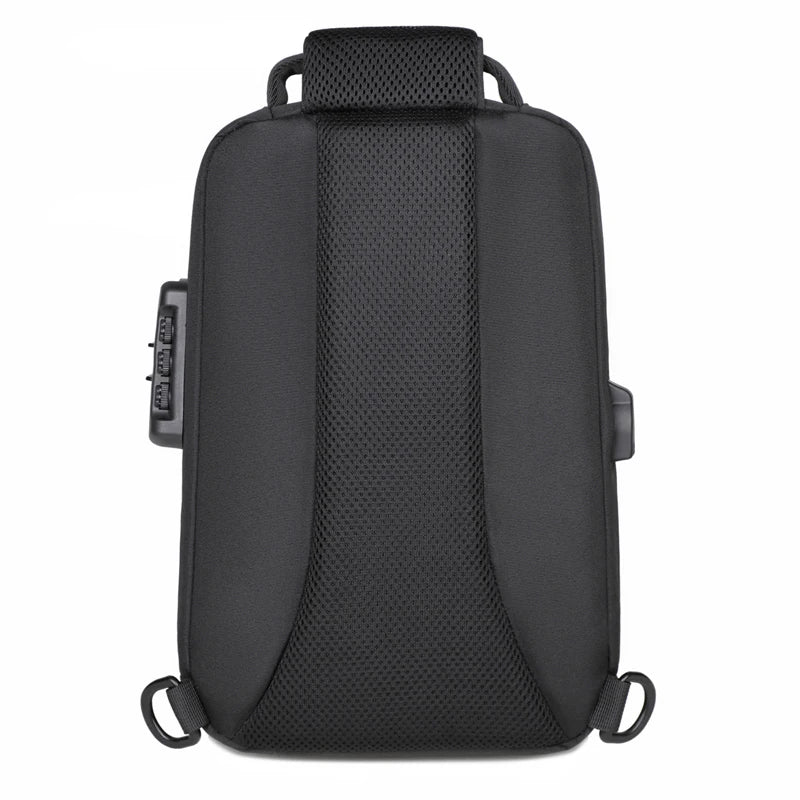 Men's Anti-theft Crossbody Bag with USB Charging Port & Combination Lock for Business & Travel