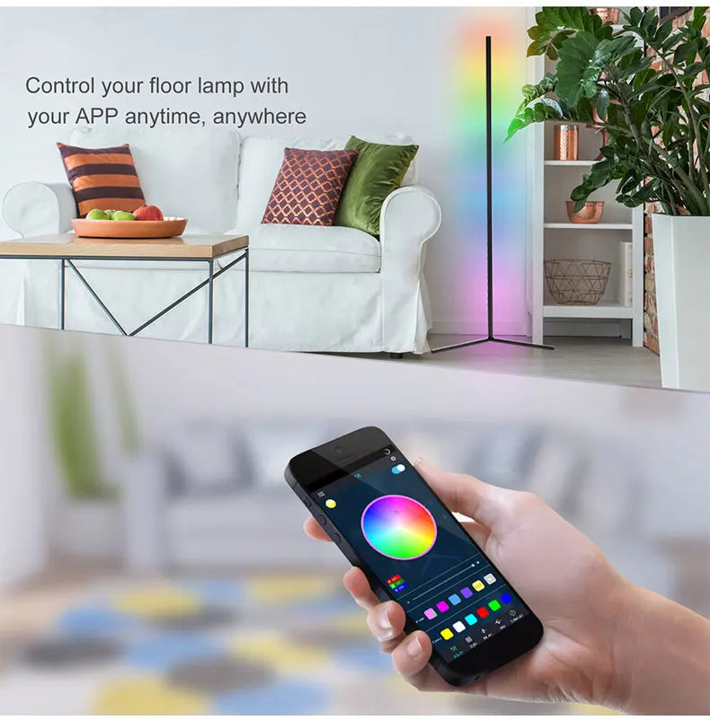 Smart RGBIC Floor Lamp with Tuya App Control | Nordic Mood Light for Gaming & Living Spaces (145/180CM)