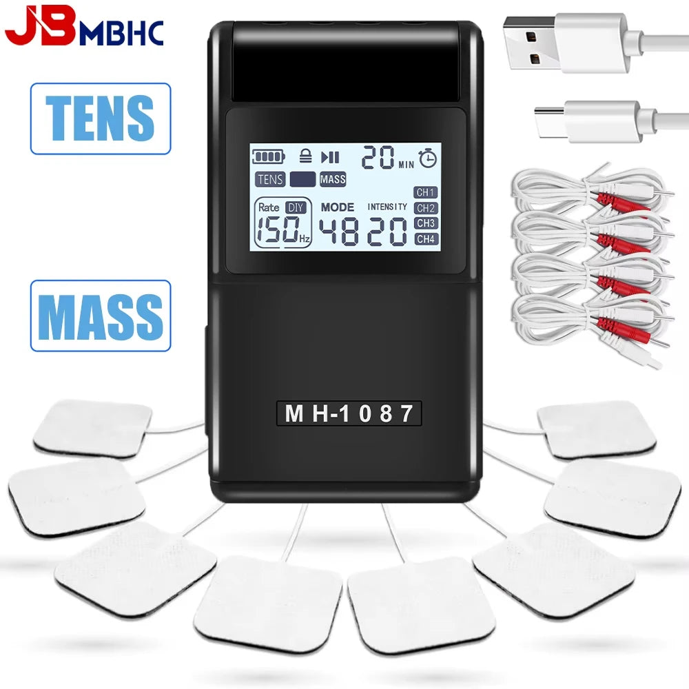 Digital TENS Unit: 4-Channel Rechargeable Muscle Stimulator for Pain Relief