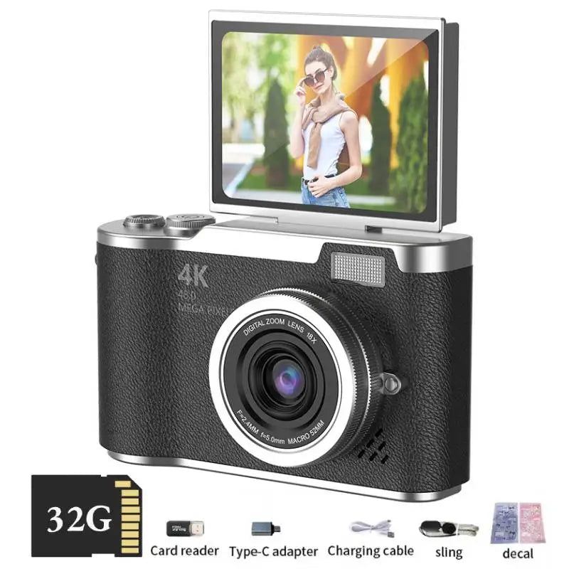 4K 48MP Digital Camera | Flip Screen & Anti-Shake
