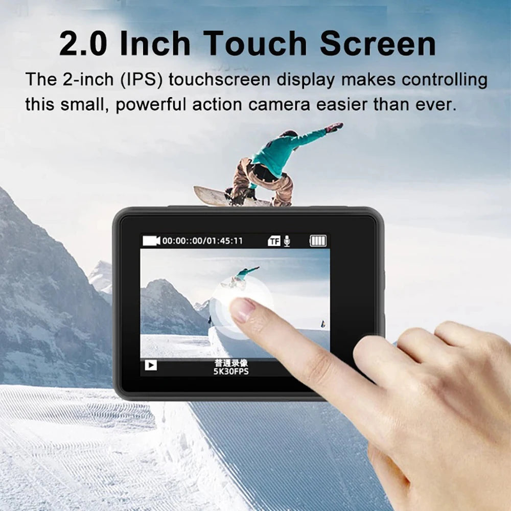 Sony IMX576 5K 4K 60FPS Waterproof 48MP Wi-Fi Action Camera for Adventure