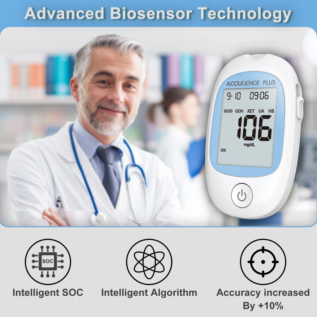 4-in-1 Multifunction Monitor: Hemoglobin, Ketone, Glucose, Uric Acid Test Kit