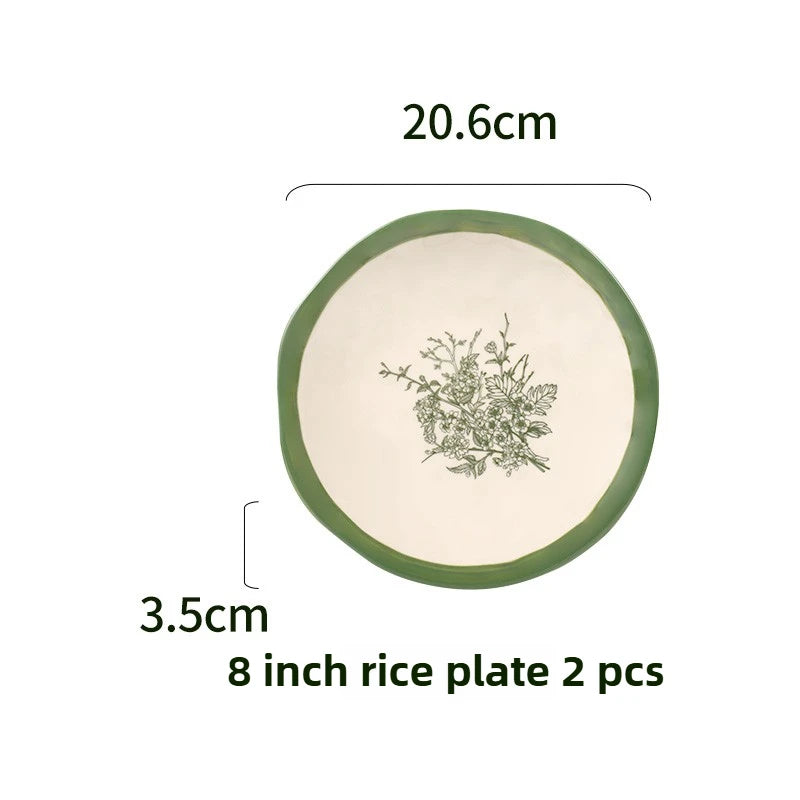 SOLECASA Floral Porcelain Dinnerware Set - Green Design